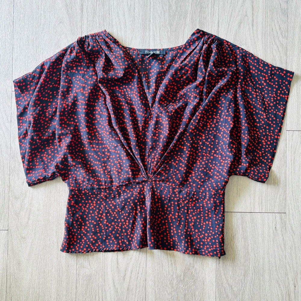 Forever 21 Red and Blue Dotted Blouse Large